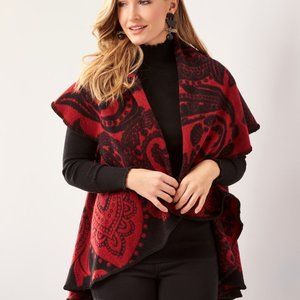 Charlie Paige Reversible Circle Cape with Jacquard pattern